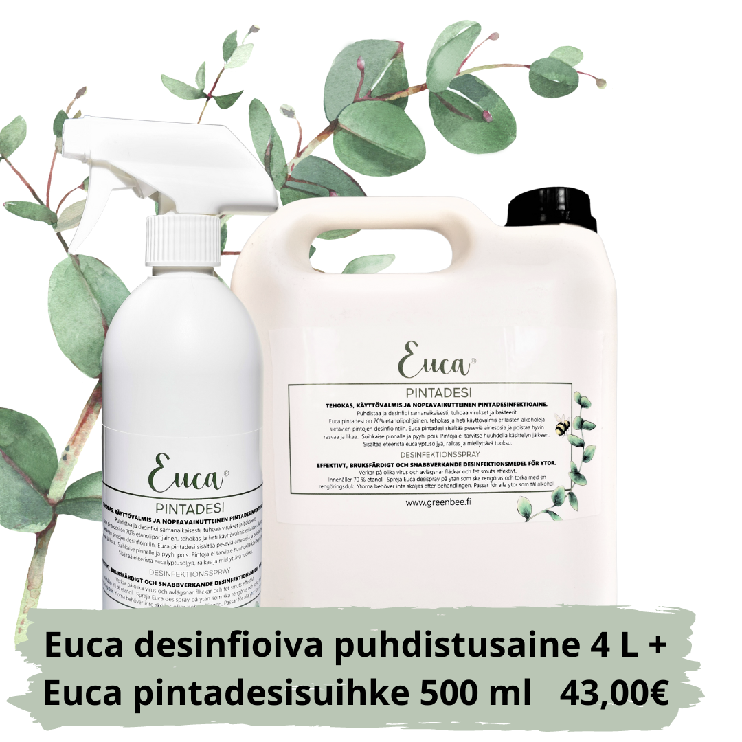 Euca® Pintadesinfiointiaine 4 l kannu + 500 ml pintadesisuihkepullo