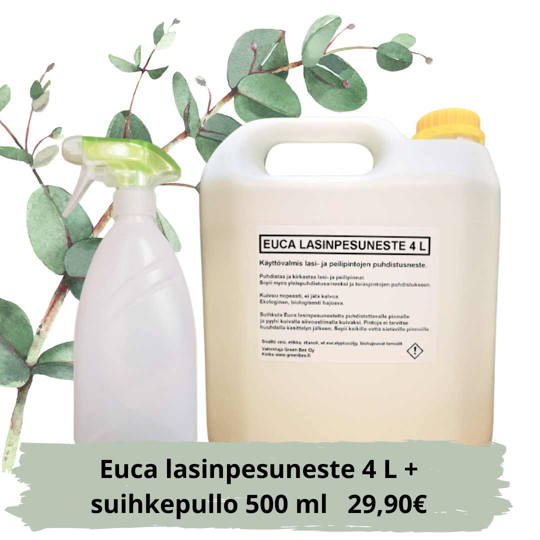 Euca® Lasinpesuneste 4 L kannu & 500 ml suihkepullo